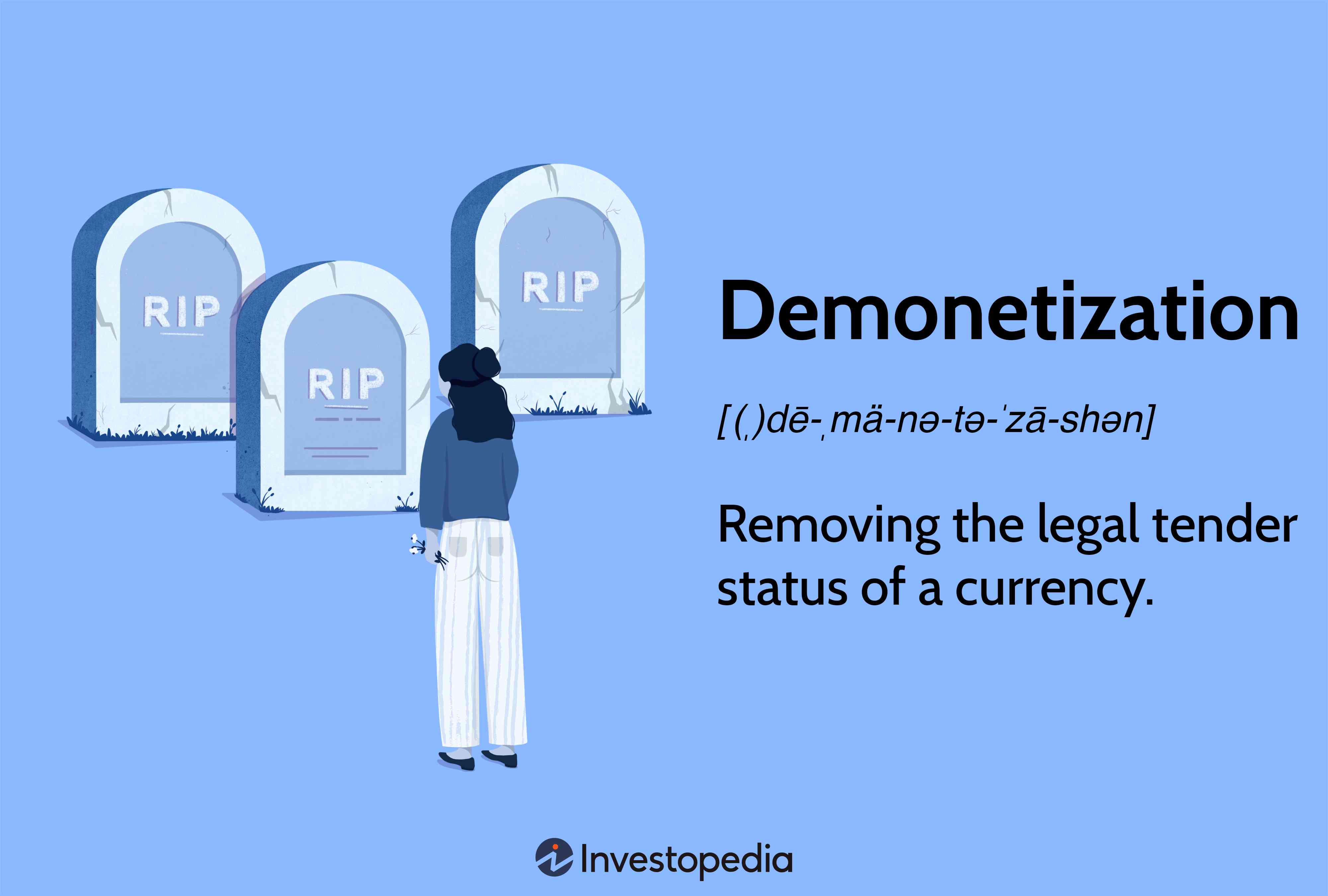 Demonetization: Removing the legal tender status of a currency.