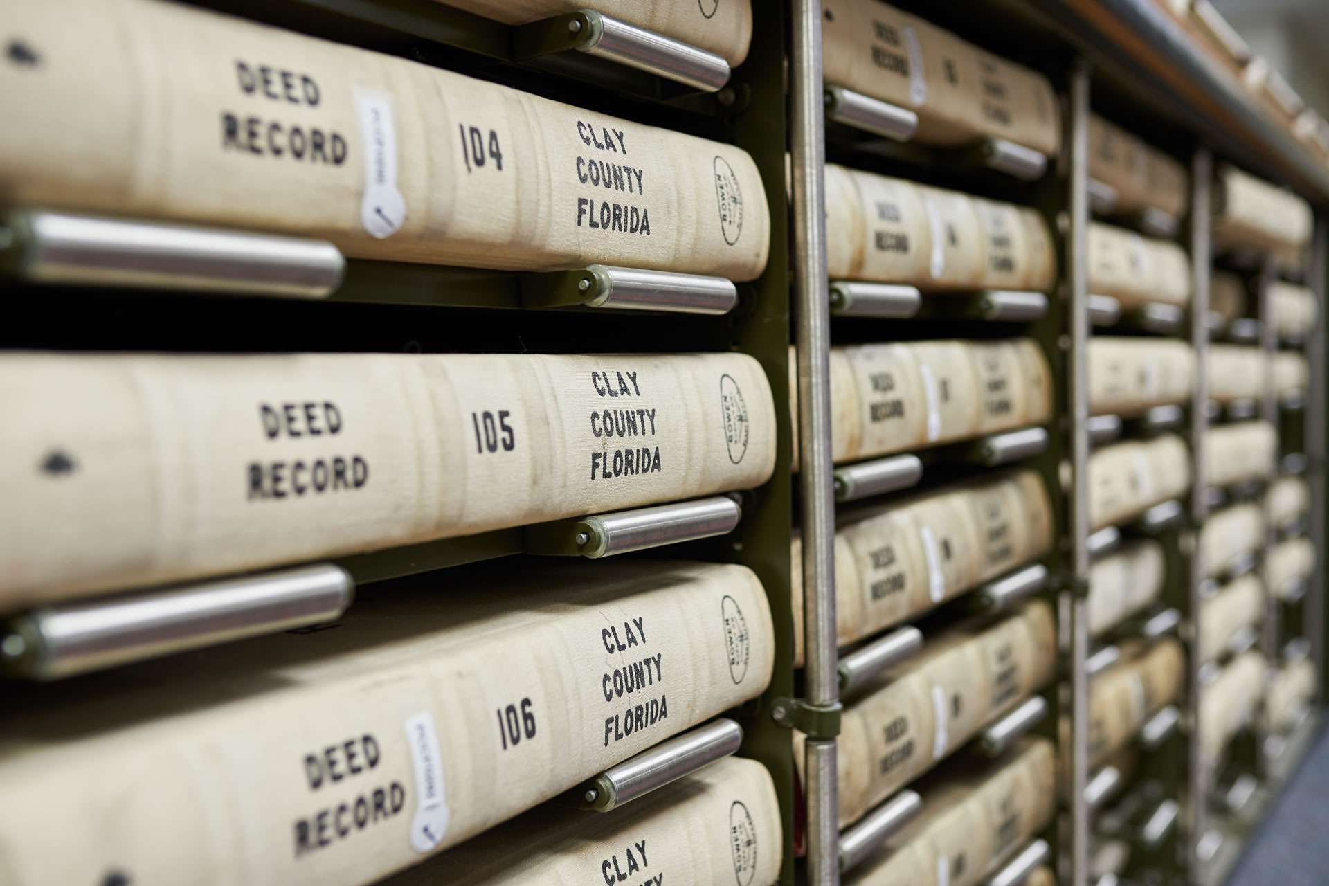 Shelves of deed records—Clay County Clerk's Office, Jacksonville, FL