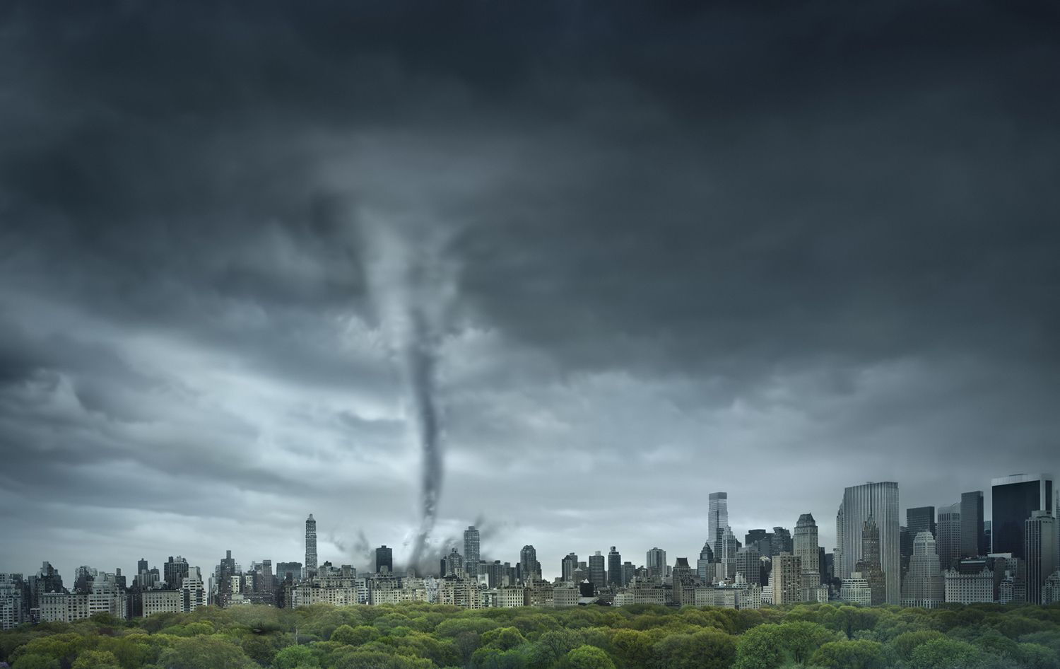 Tornado Rolling Through New York, New York, United States