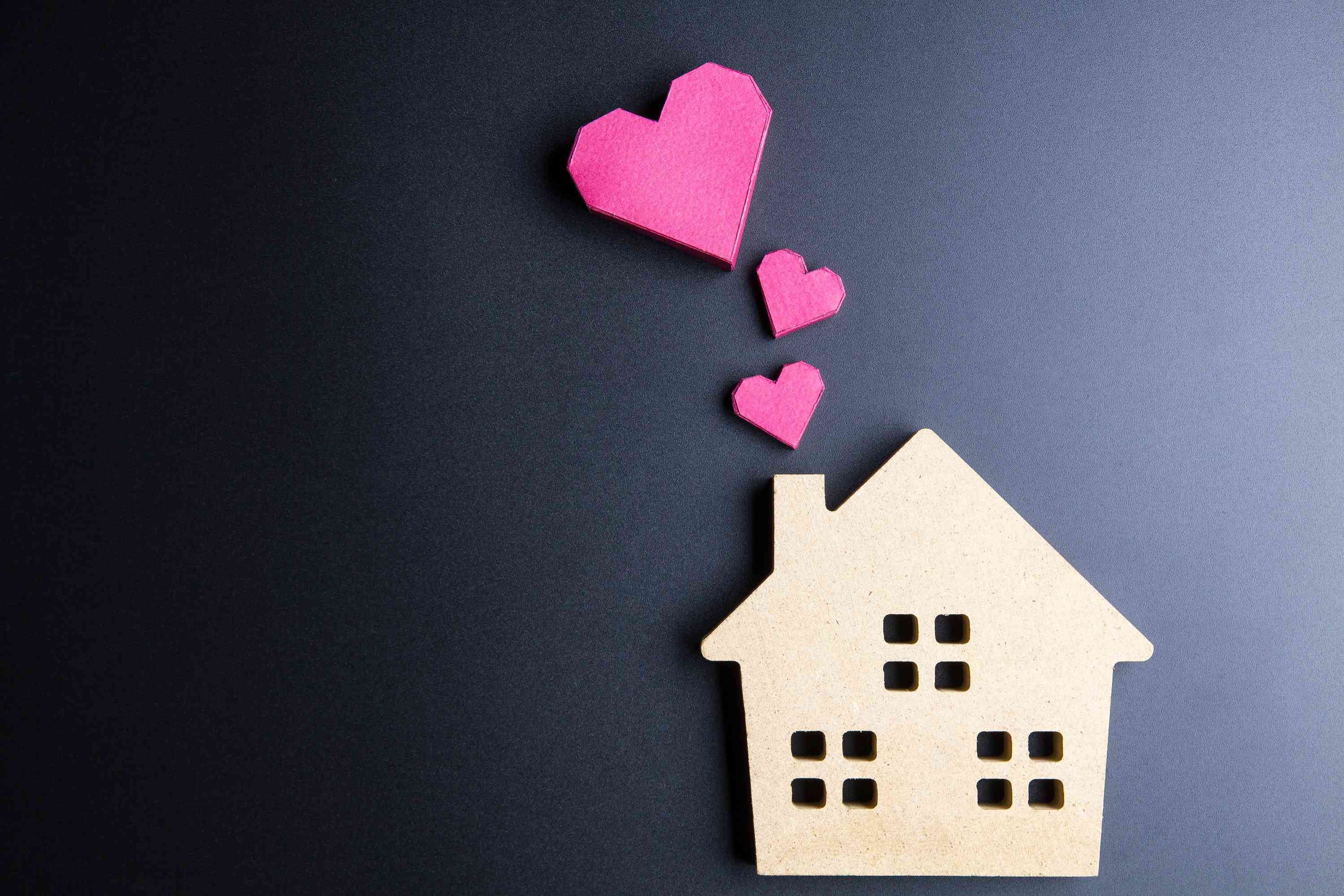 House with hearts indicating love in the home