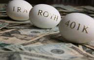 Eggs labeled IRA, Roth, 401(k)