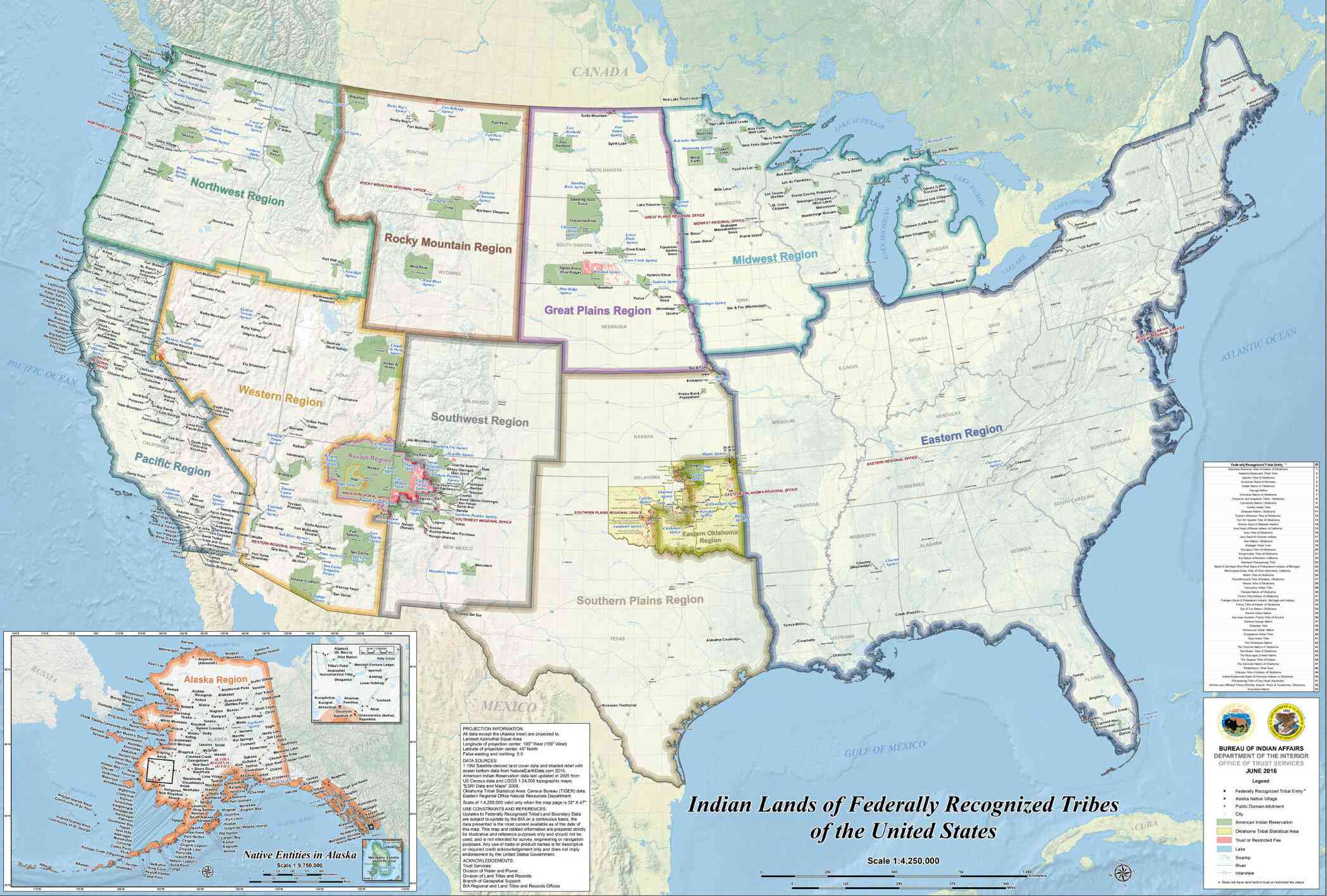 Federal map of “Indian Lands of Federally Recognized Tribes of the United States”