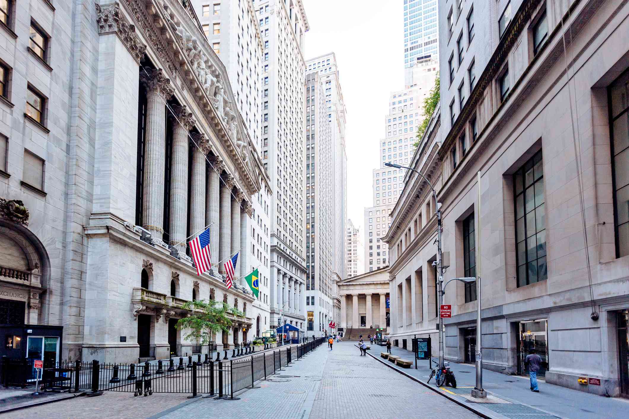 Wall Street and New York Stock Exchange in Downtown Manhattan, New York City, USA